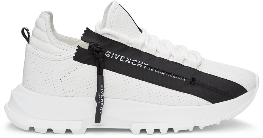 Givenchy White Perforated Leather Spectre Runner Zip Low Sneakers Givenchy