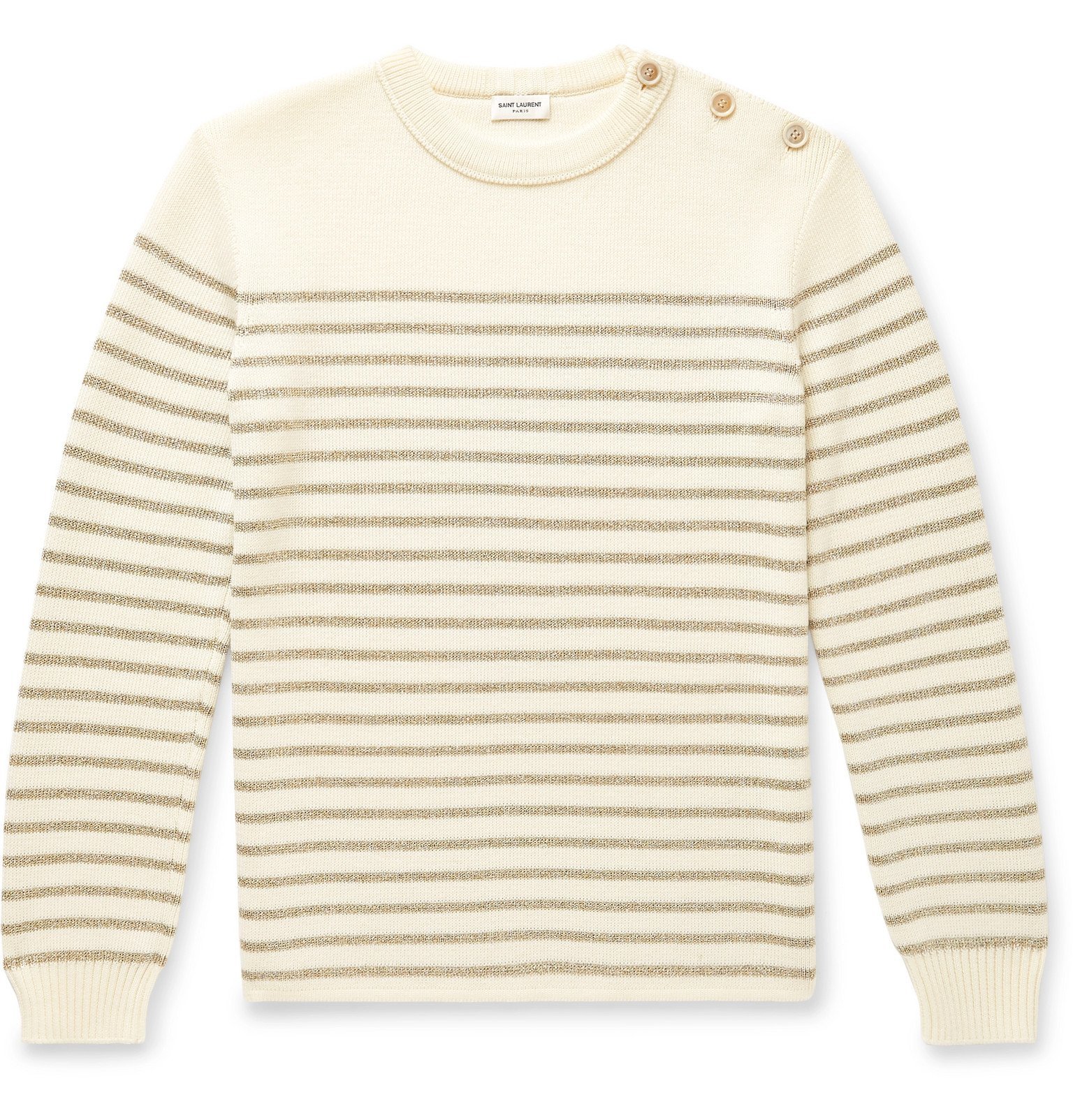 SAINT LAURENT - Slim-Fit Metallic Striped Knitted Sweater 