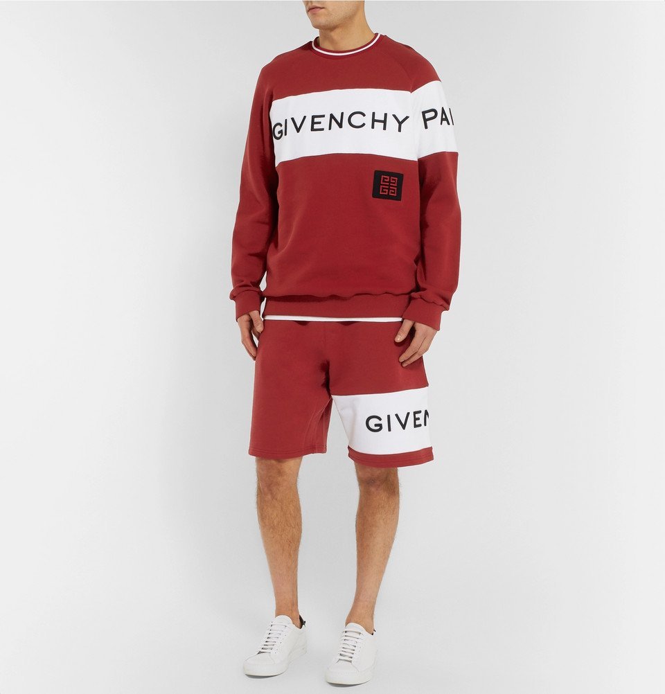 Givenchy - Logo-Embroidered Loopback Cotton-Jersey Drawstring Shorts - Men  - Red Givenchy