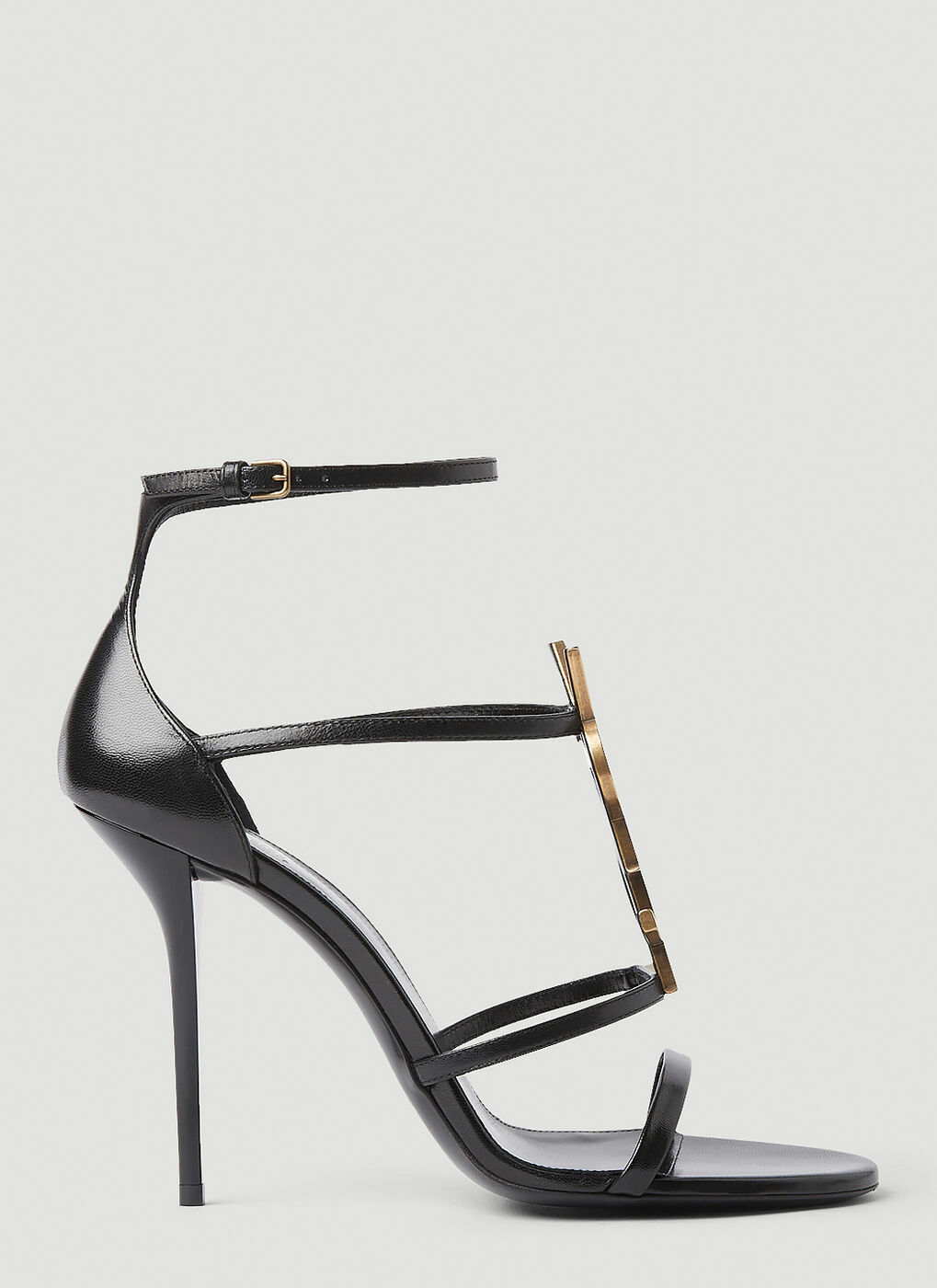 Cassandra Logo Plaque High Heels in Black Saint Laurent